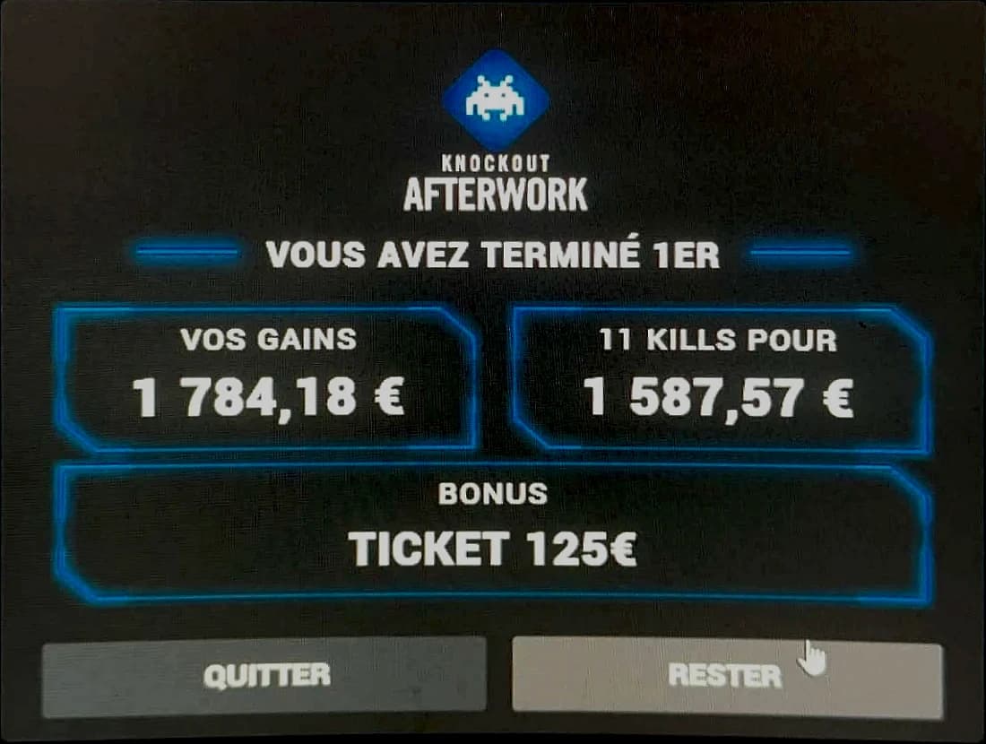 Résultat Winamax : Knockout Afterwork