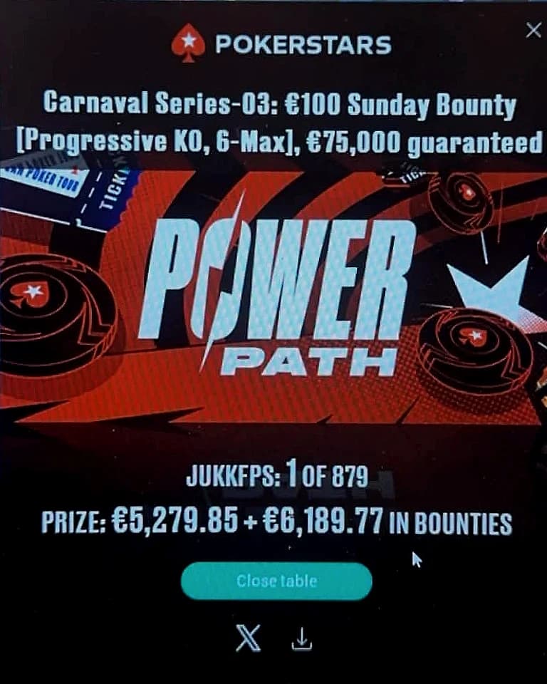Résultat PokerStars : Carnaval Series-03 · €100 Sunday Bounty